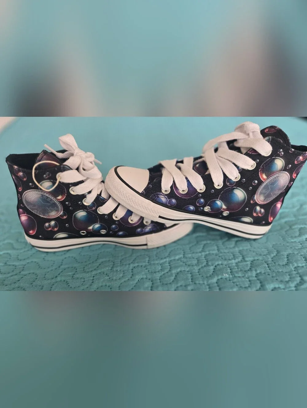 Converse Kids High-Top Sneakers in Black with Multicolor Bubble Print